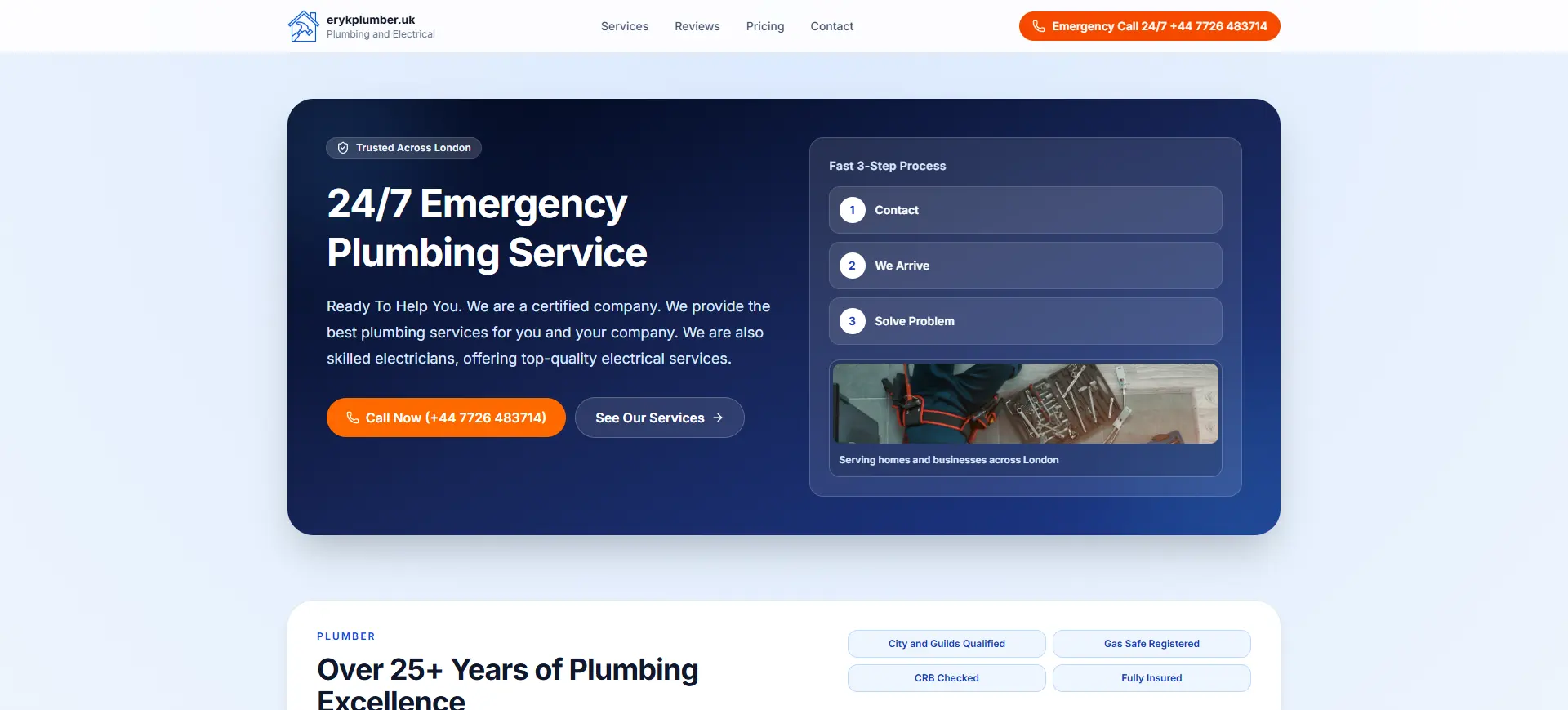 ErykPlumber.uk — Realizacja ONEXO