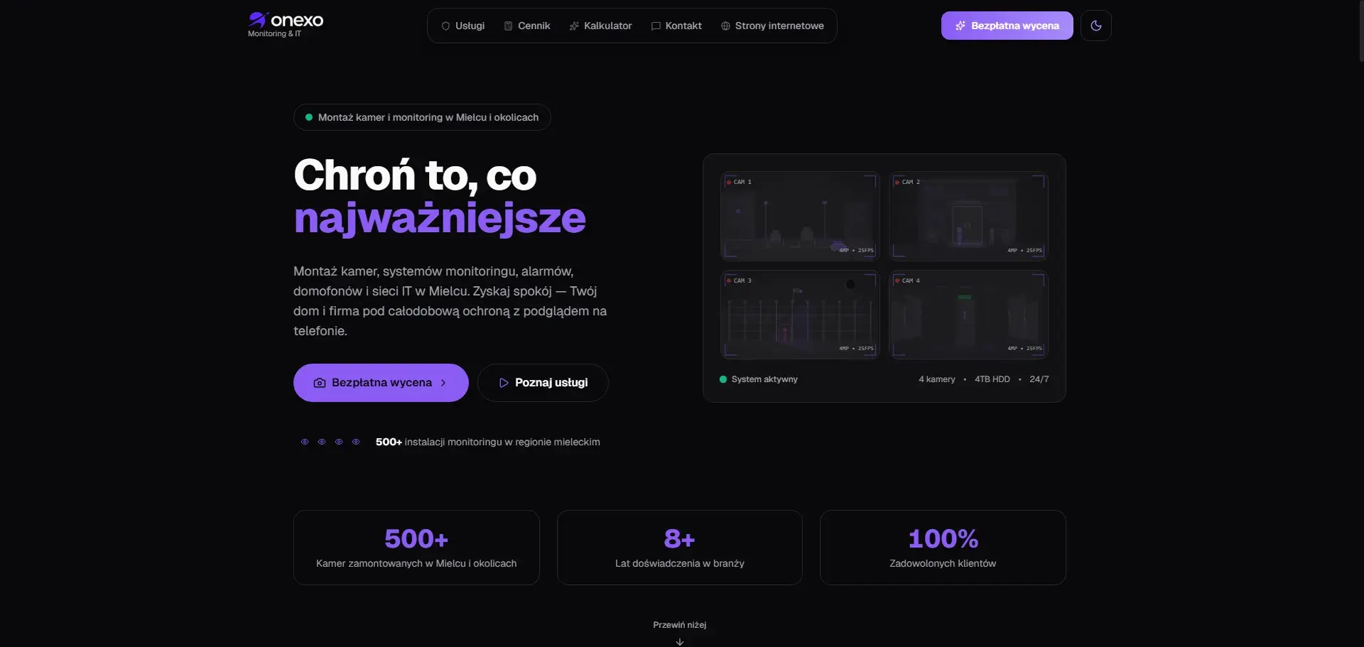 KameryMielec.pl — Realizacja ONEXO (Webseite)