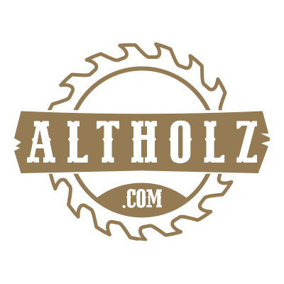 Altholz.com logo: a circular saw with a wooden sign