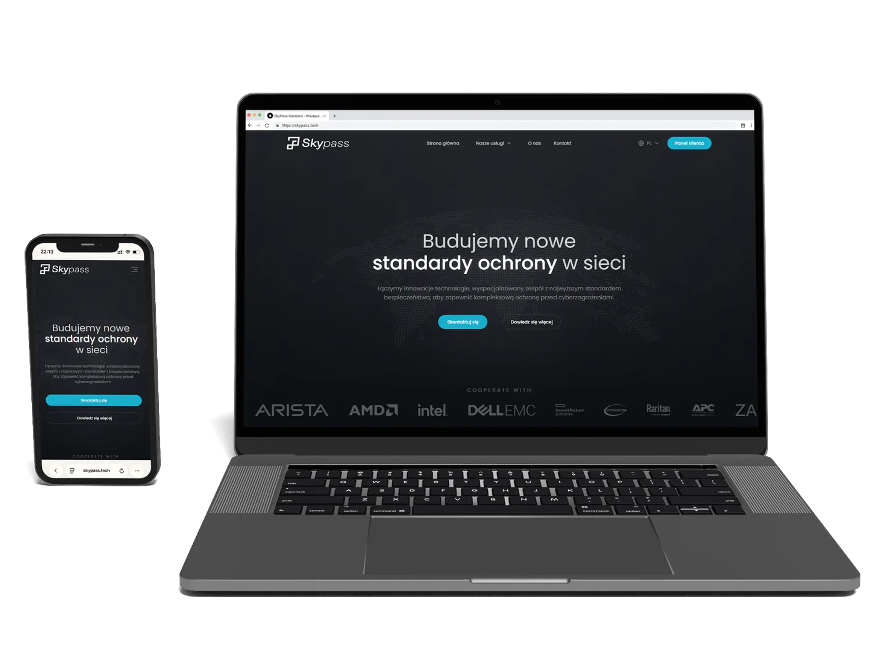 Skypass.tech: A cybersecurity company website that clearly explains Anti-DDoS protection