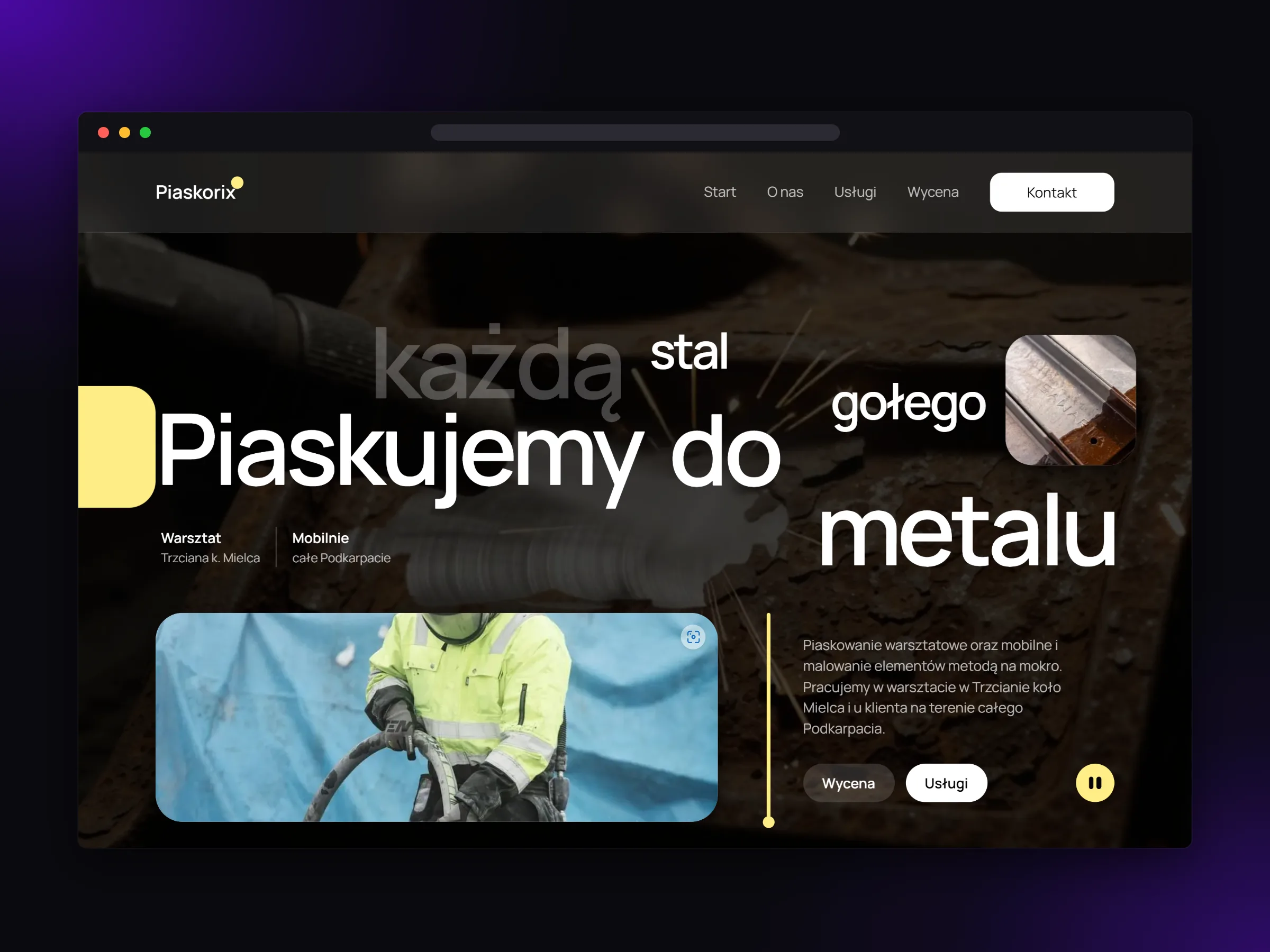 Piaskorix home page on a desktop