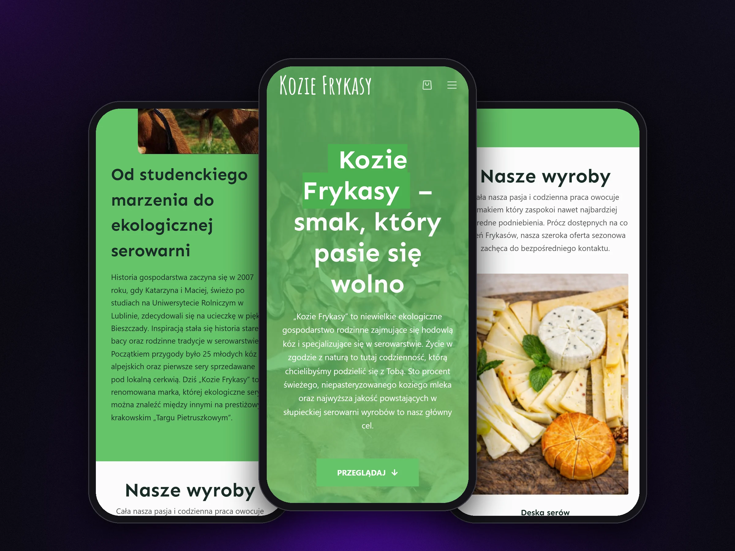 Wersja mobilna sklepu na trzech telefonach