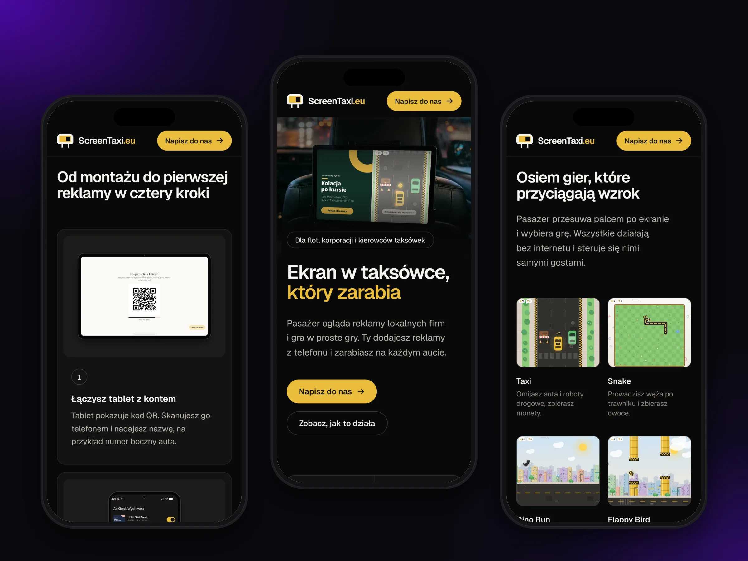 Cztery kroki uruchomienia, strona główna i gry w wersji mobilnej