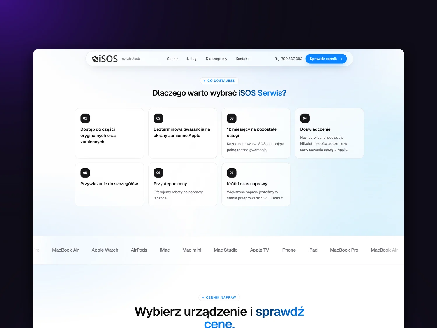 “Why choose iSOS Serwis” section