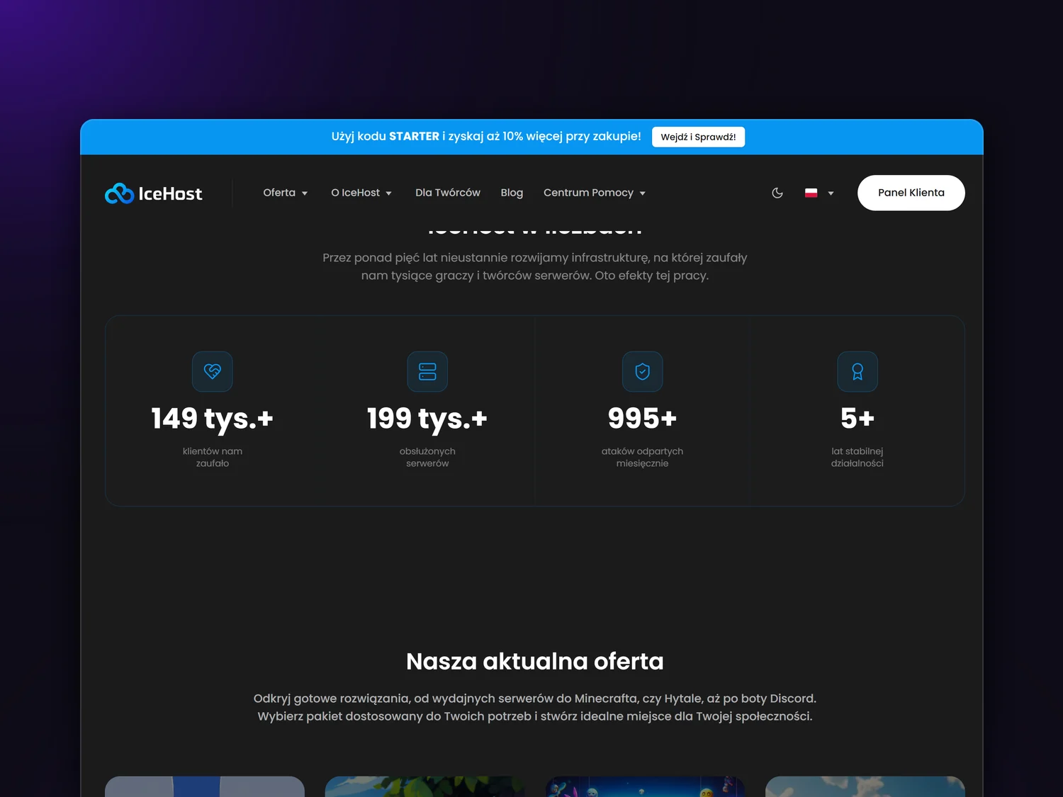 Sekcja IceHost w liczbach