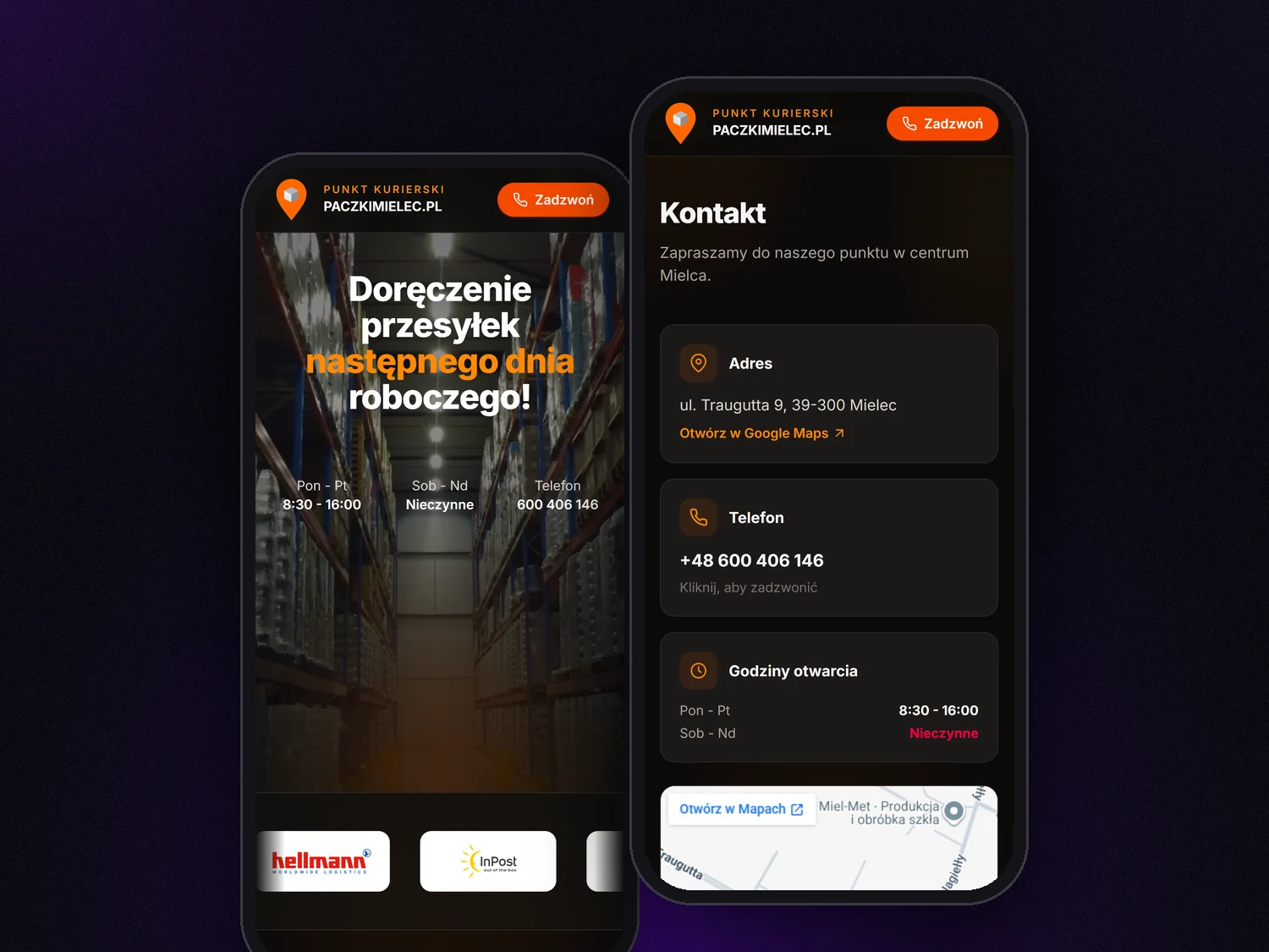Przewoźnicy i kontakt w wersji mobilnej
