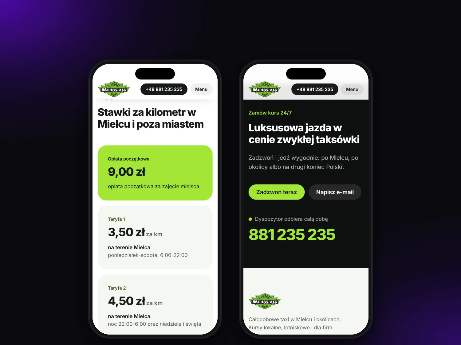 Rates and 24/7 booking on phones