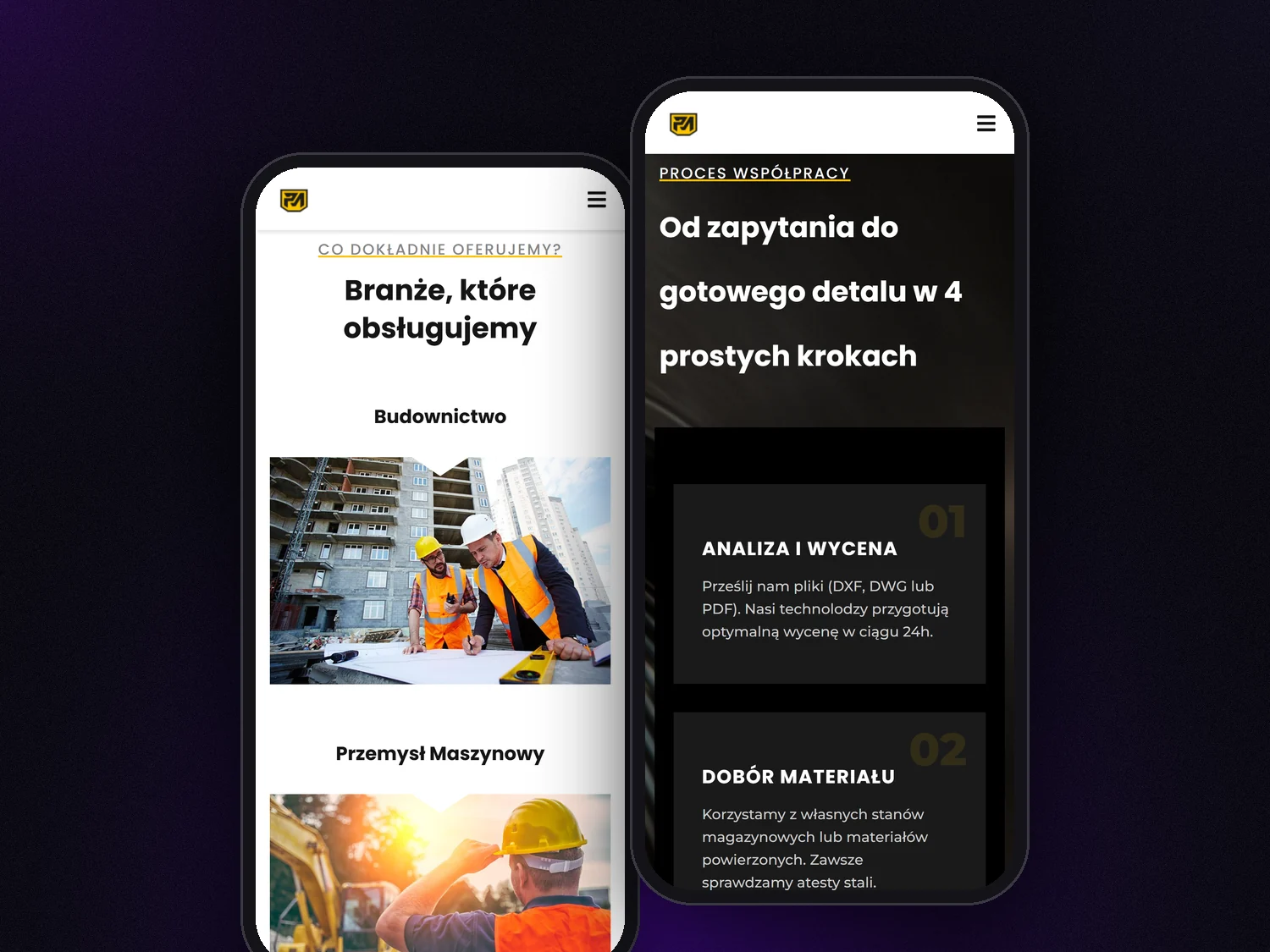 Branże i proces współpracy w wersji mobilnej