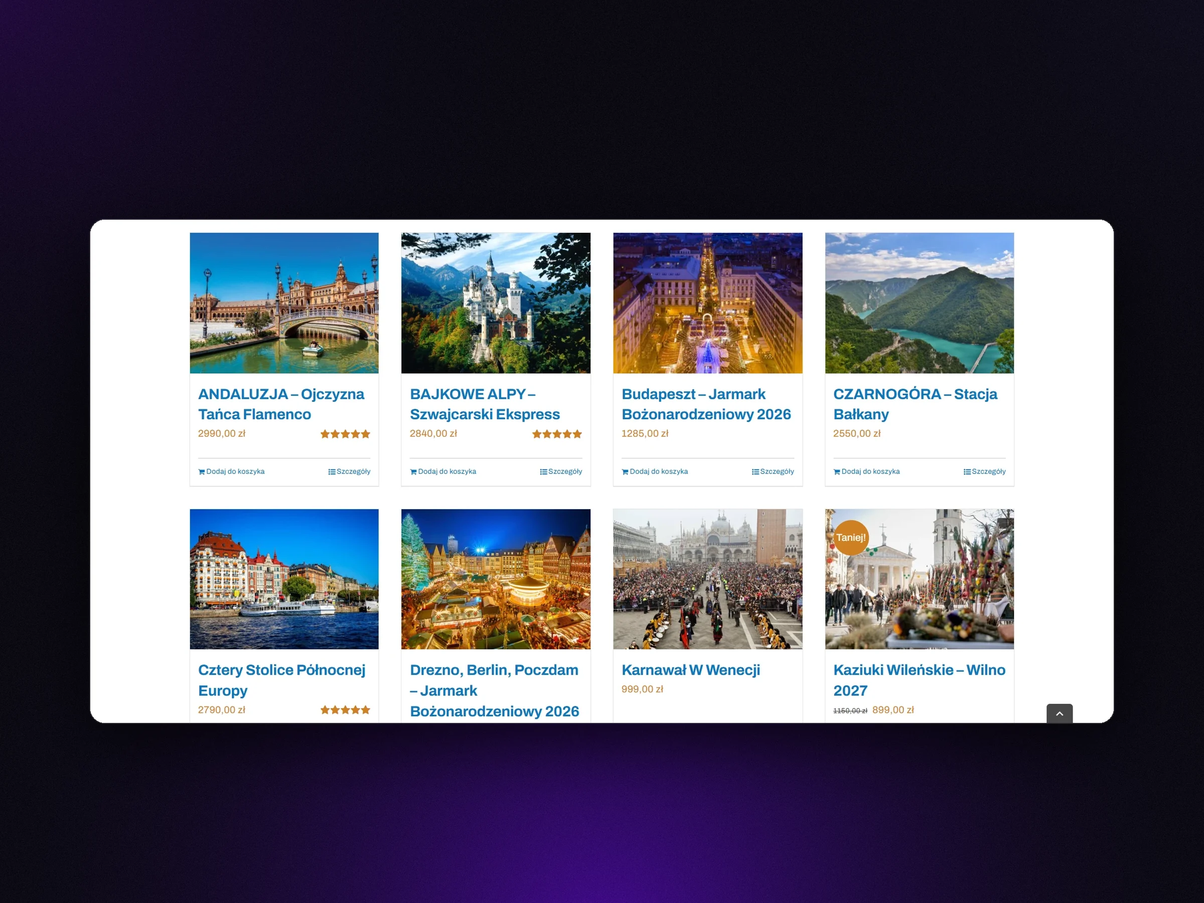 Katalog wycieczek z ocenami i koszykiem