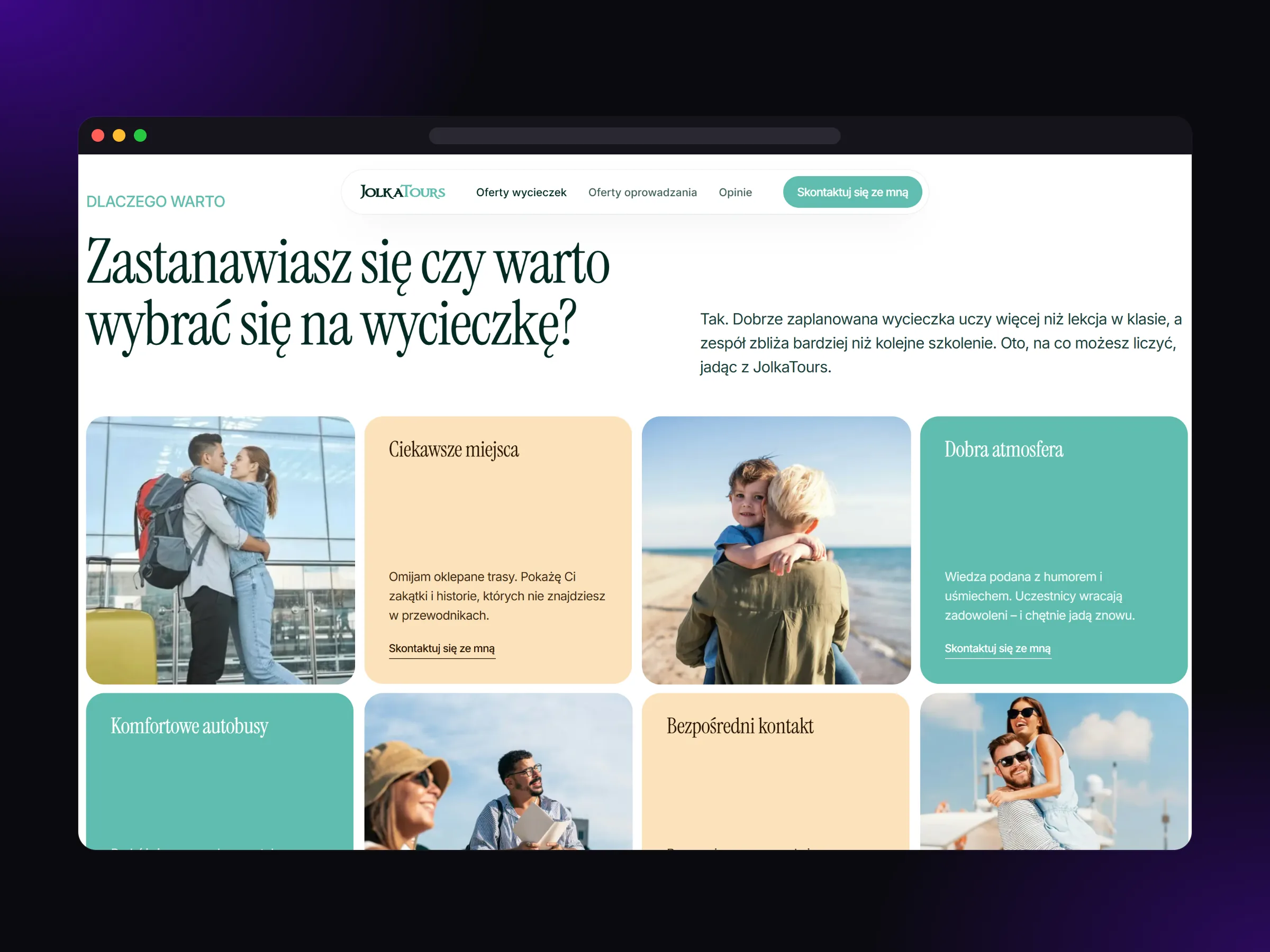 Atuty wyjazdów z JolkaTours w kafelkach