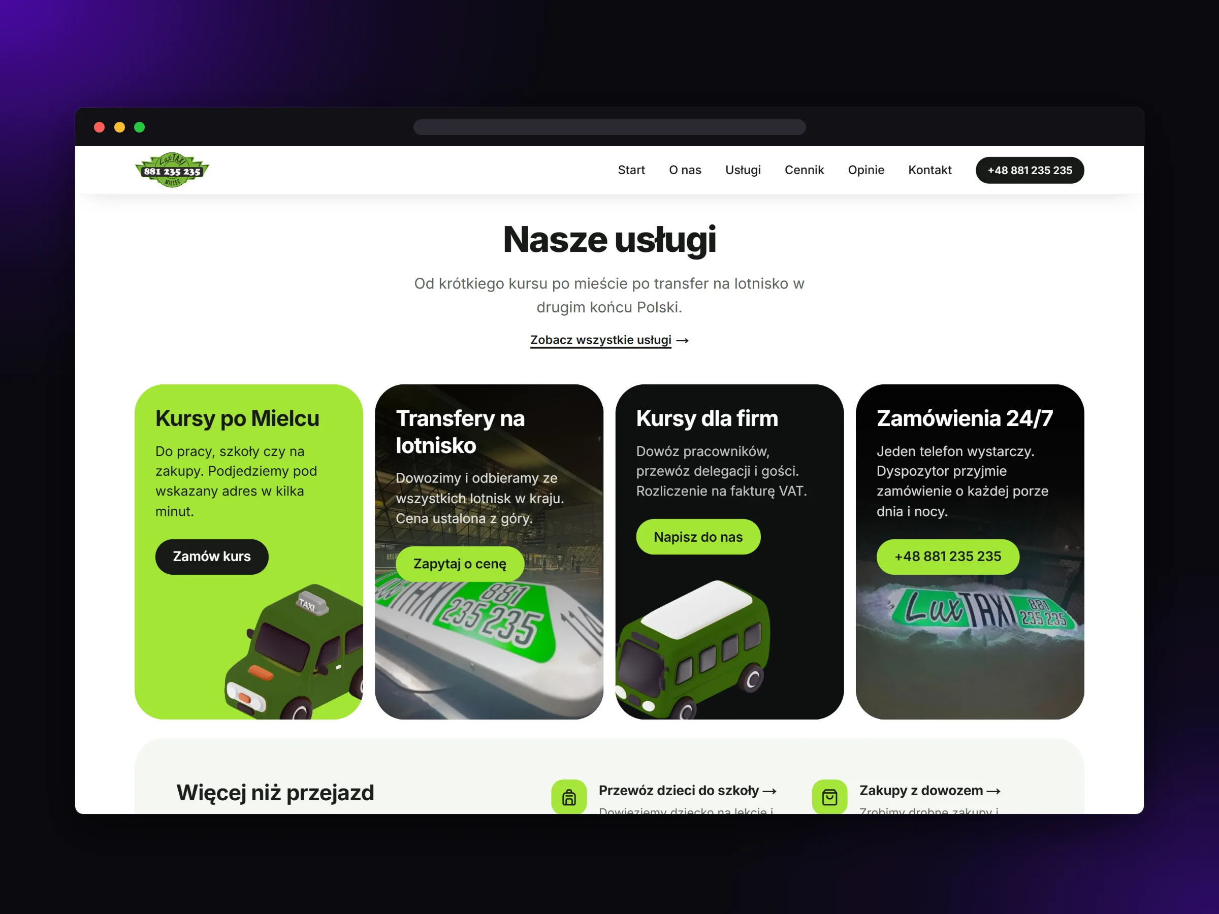 Services: rides in Mielec, airports, businesses and 24/7 booking