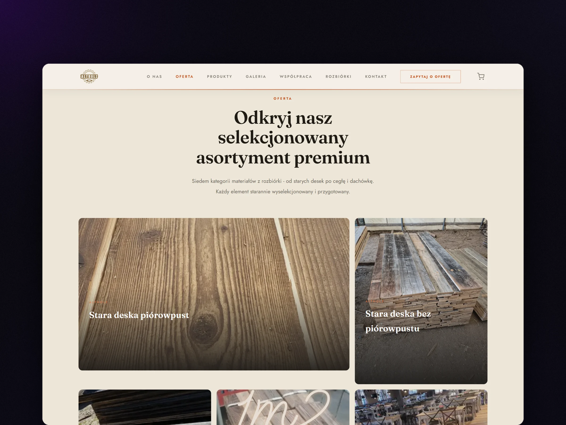 Premium product range catalog