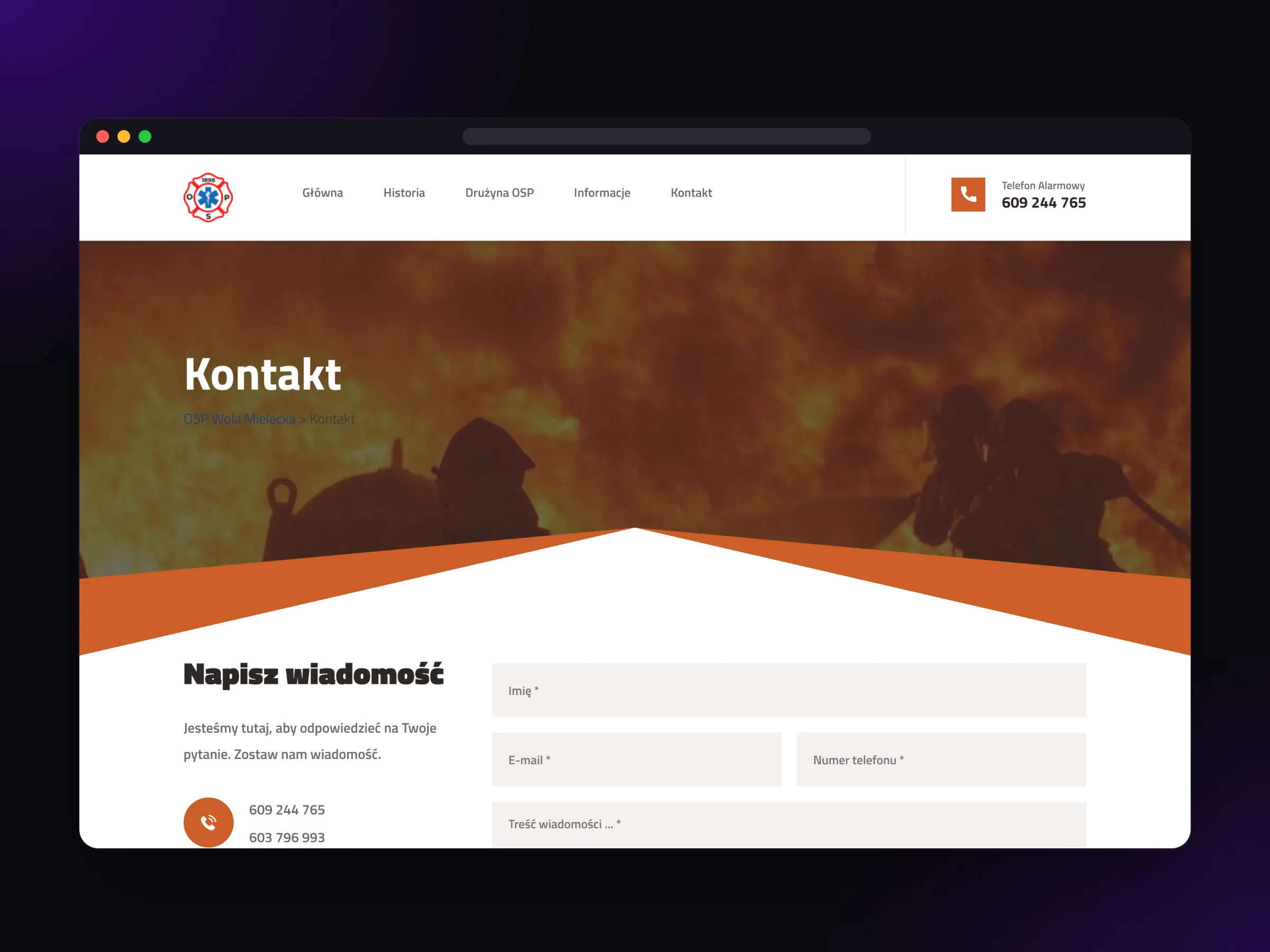 Formularz kontaktowy jednostki