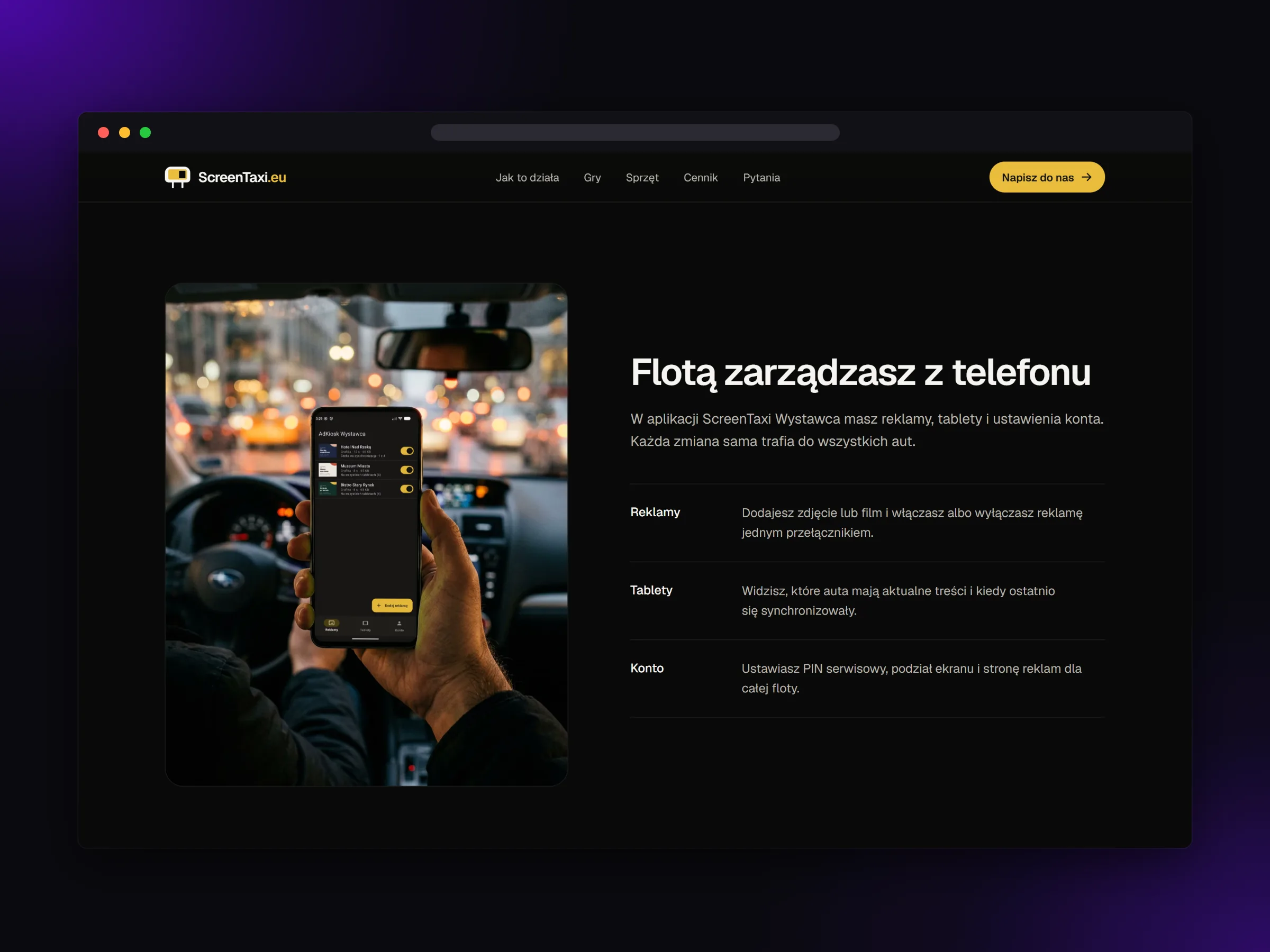 Zarządzanie flotą z aplikacji w telefonie