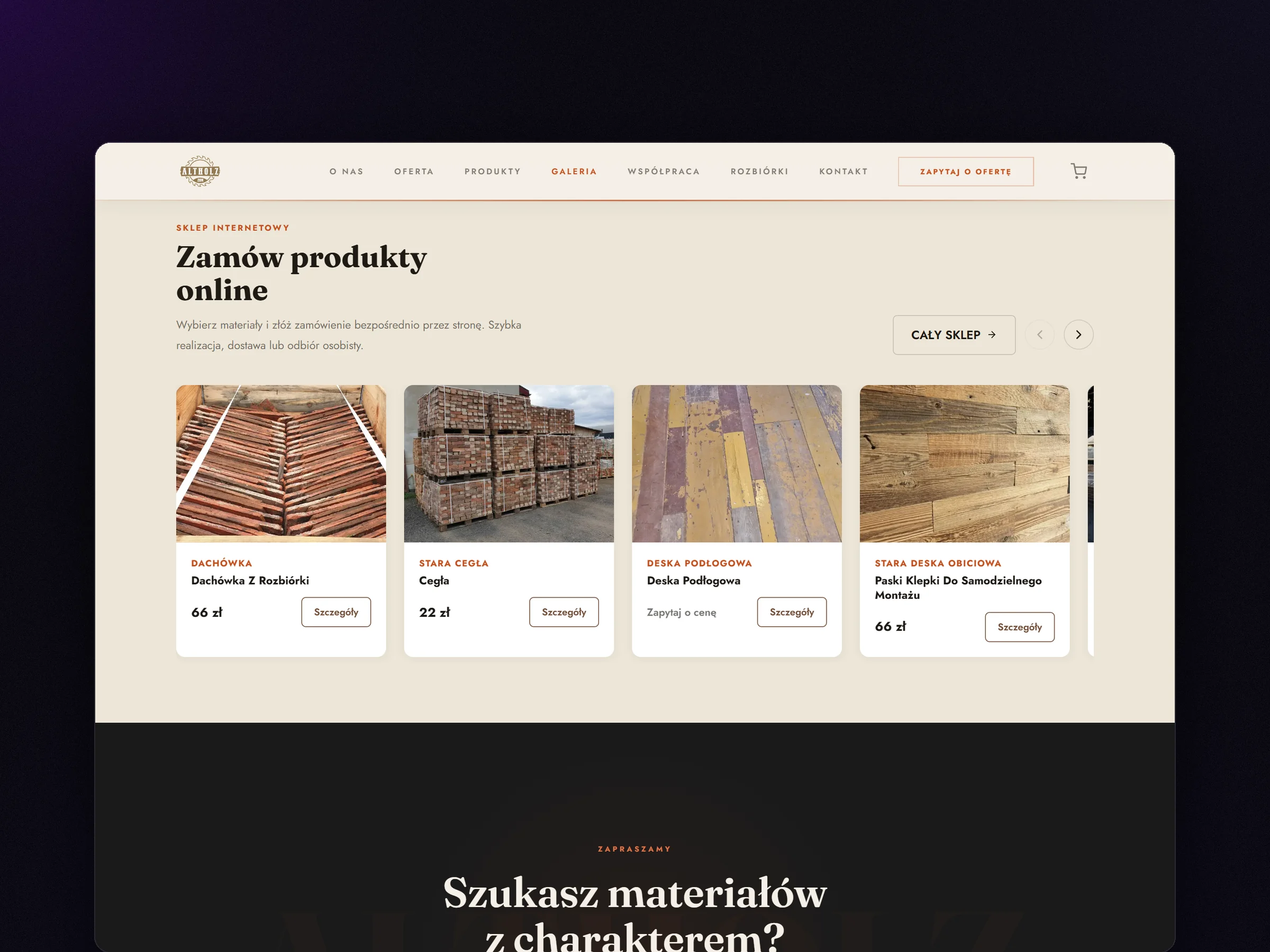 Online store with reclaimed products